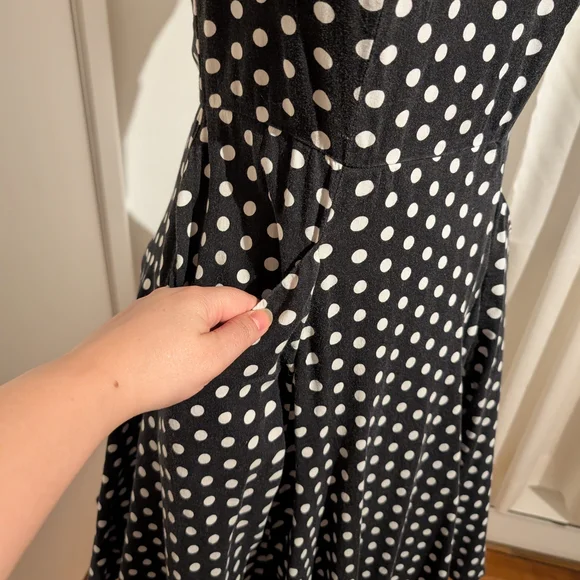 Collectif Black and White Polka Dot Midi Dress - Picture 5 of 6
